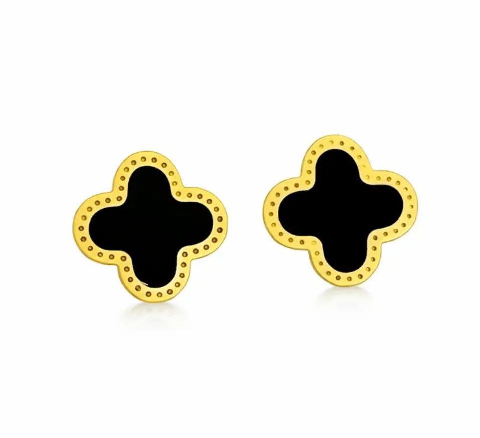 WS Cross earring studs in Gold and black