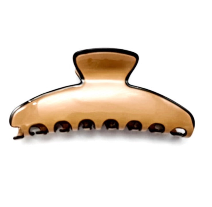 Premium oversized Acetate HairClaw in Tan with Black Trim