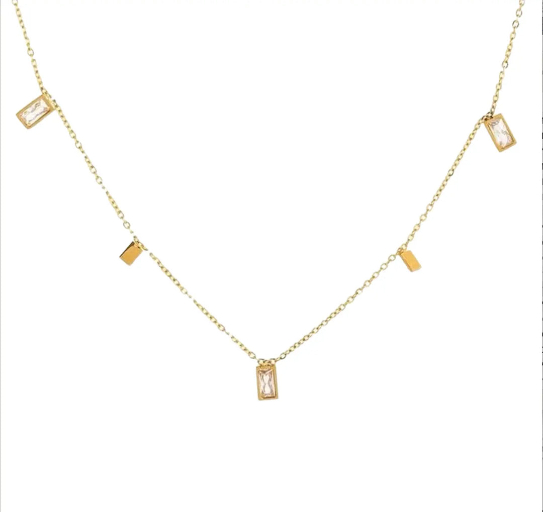 Baguette Huggies on Gold - Clear