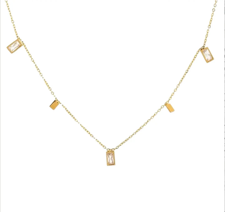 Baguette Huggies on Gold - Clear