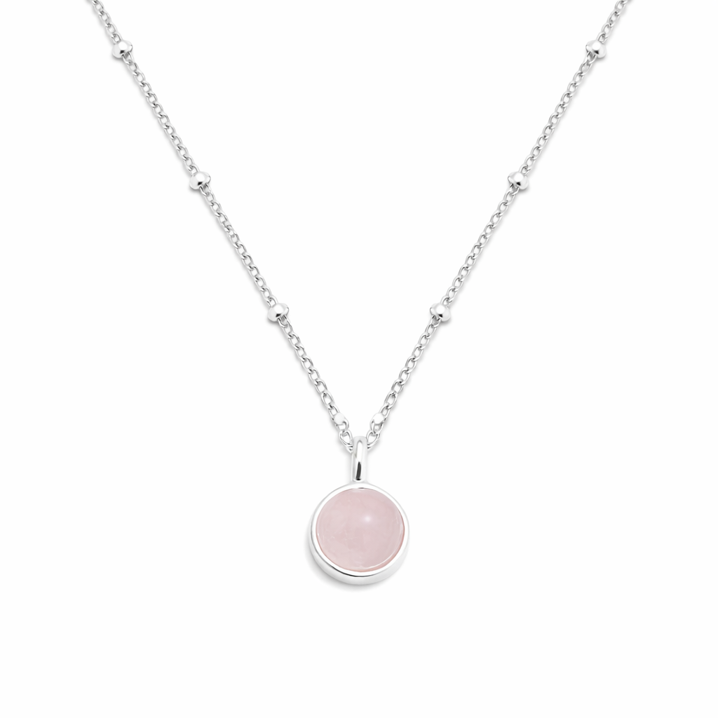 WS Lunar necklace pink quartz and silver