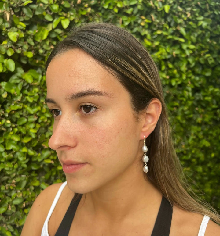 Trinity Pearl Earrings - White