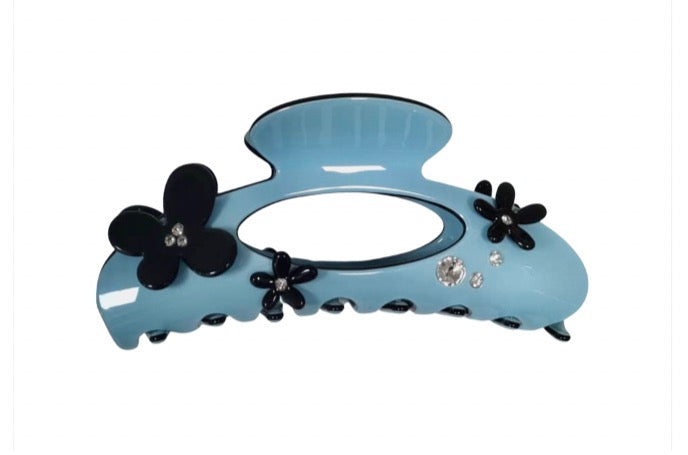 WS Premium Oversized Hairclaw with Swarovski Crys&Flwr-Cerulean Blue754523535623