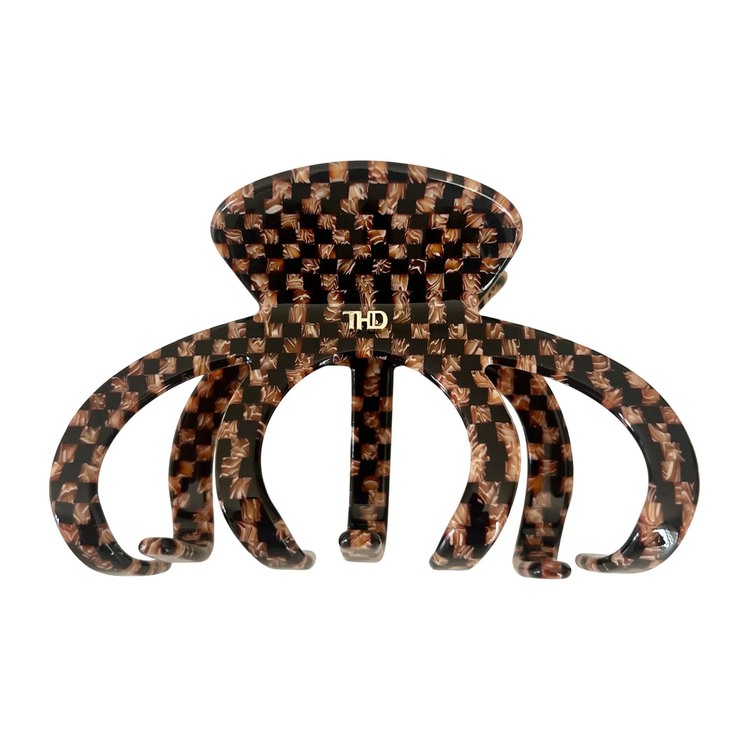 Octopus Acetate Hair Claw in Copper Black Check
