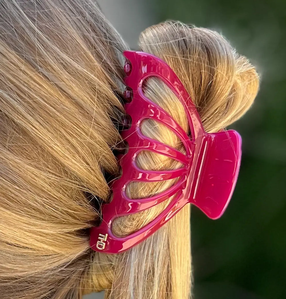 Large Hair claw with Cutouts in Viva Magenta