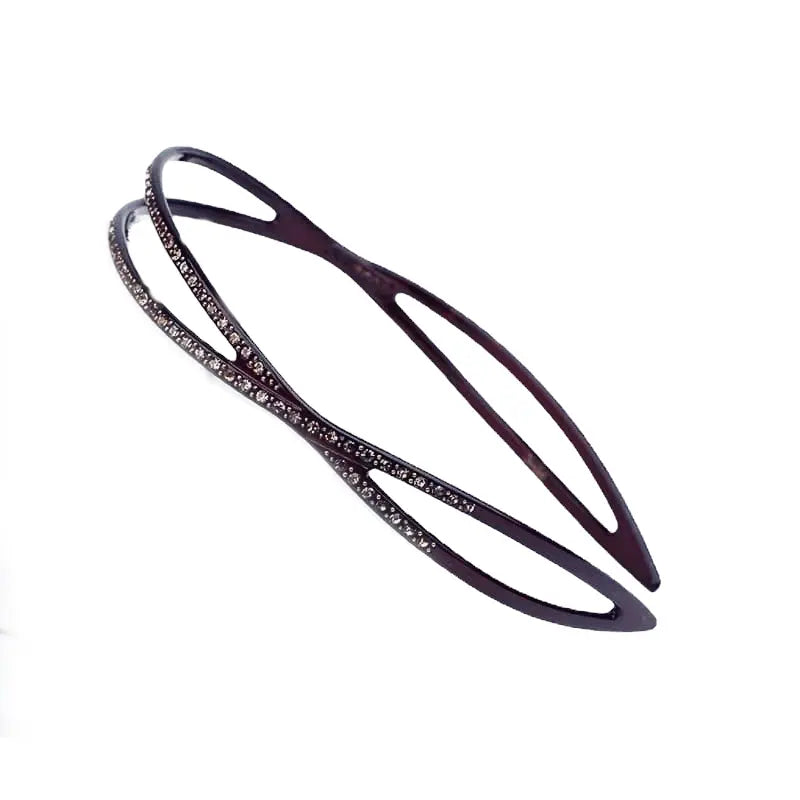 Acetate Lumiere & Crystals Headband - Black