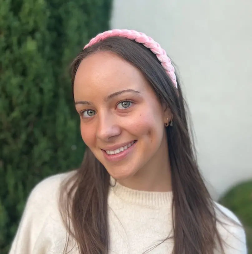 WS Braided Velvet Headband - Pink - Image 1