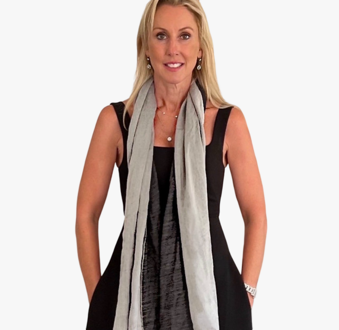 WS Scarf Unisex - Cashmere/ Mulberry Silk Scarf - JetBlack/Jetstream