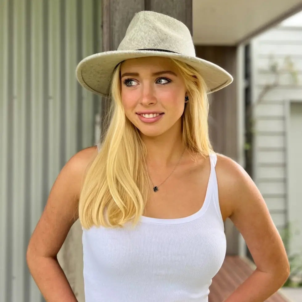 Australian Wool Teardrop Fedora - Light Grey - Image 2