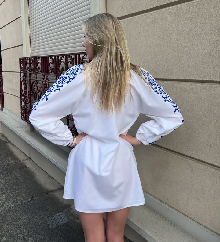 'Ikaria' Dress in Blue - Long