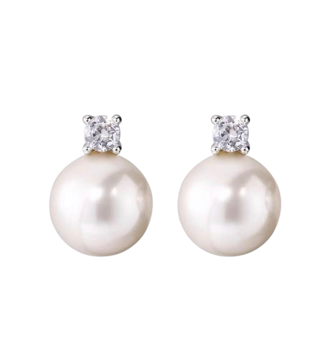 WS Kai White Pearl & Zirconia Earrings 18k Gold Plate
