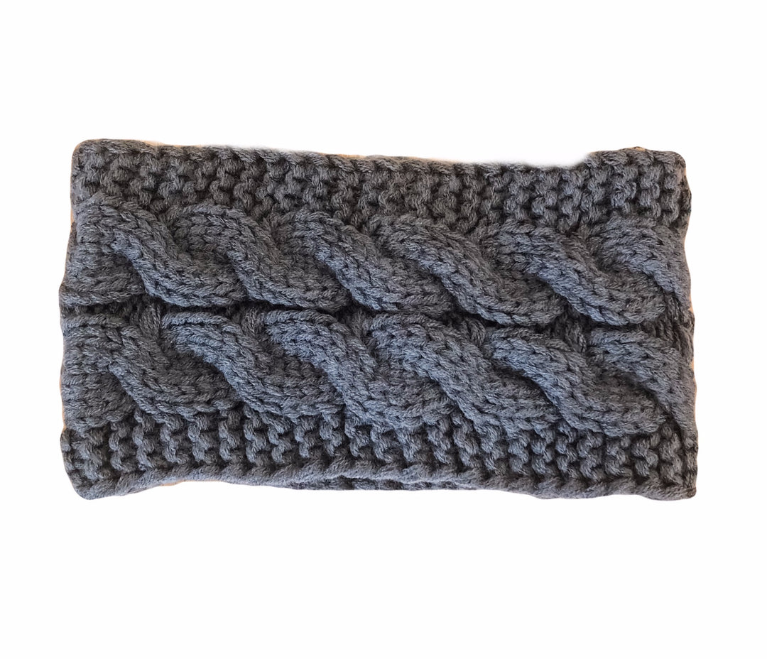 WS - Knitted Cable Headband - dark Grey Tania Hird Designs