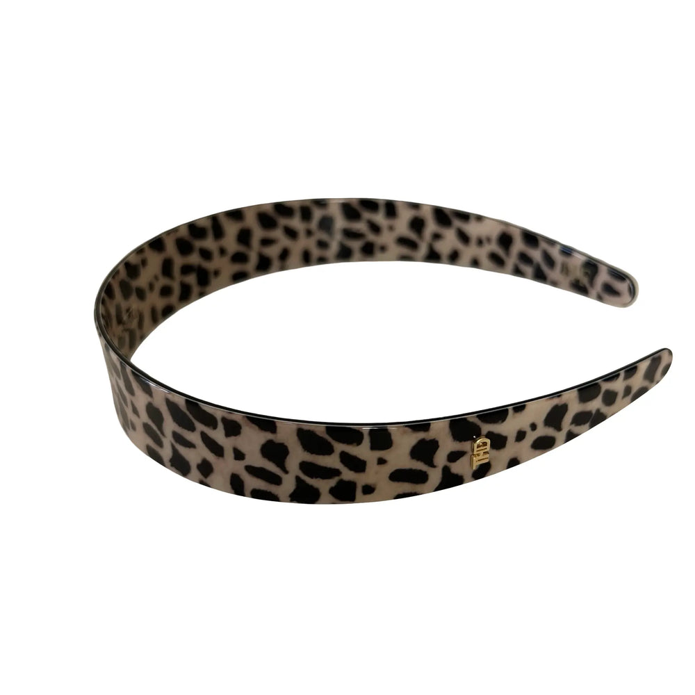 Acetate Headband -2.5cm Leopard & Blk