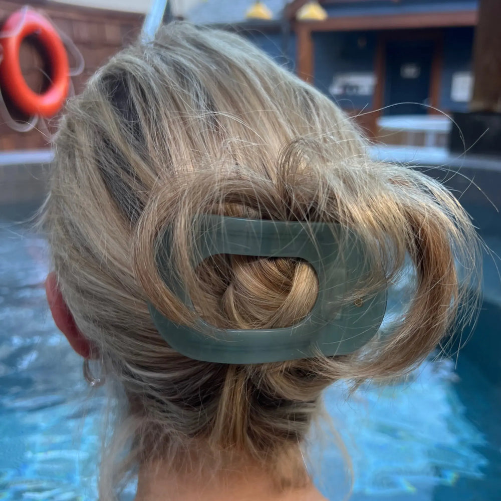 Acetate Flat Hair Claw in Sage Green