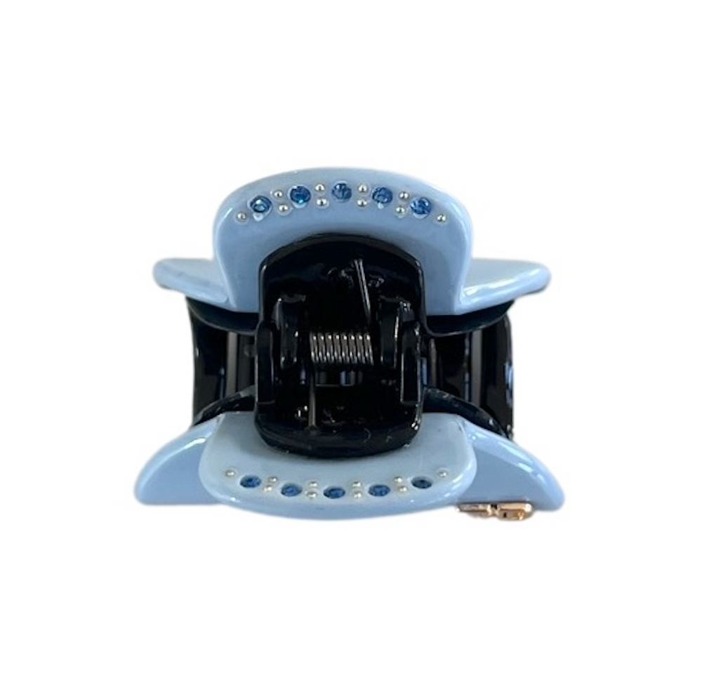 WS Acetate Small Hair Claw & crystals –  Gelato Blue