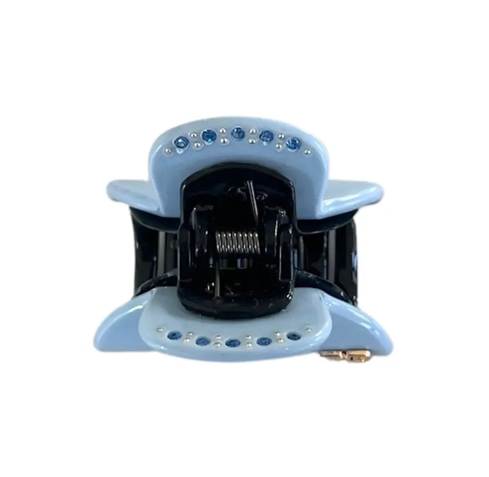 Acetate Small Hair Claw & crystals –  Gelato Blue