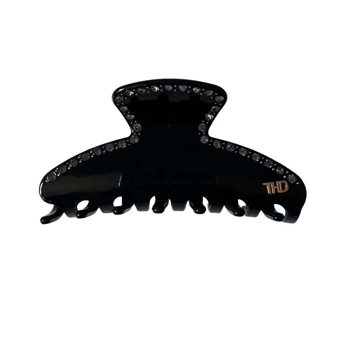 Mary Large Acetate Hair Claw with Crystals - Black