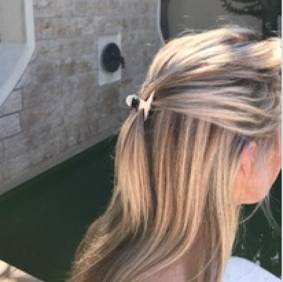 3 set small acetate hair claws: pink& black, blue & black, ivory & black