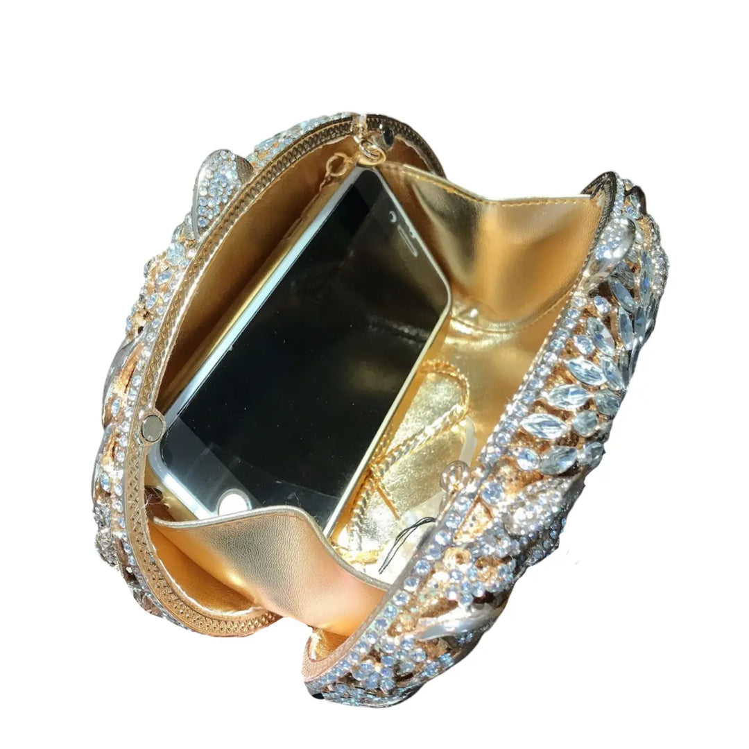 WS  Handmade Natalya diamond Gold Clutch Bag