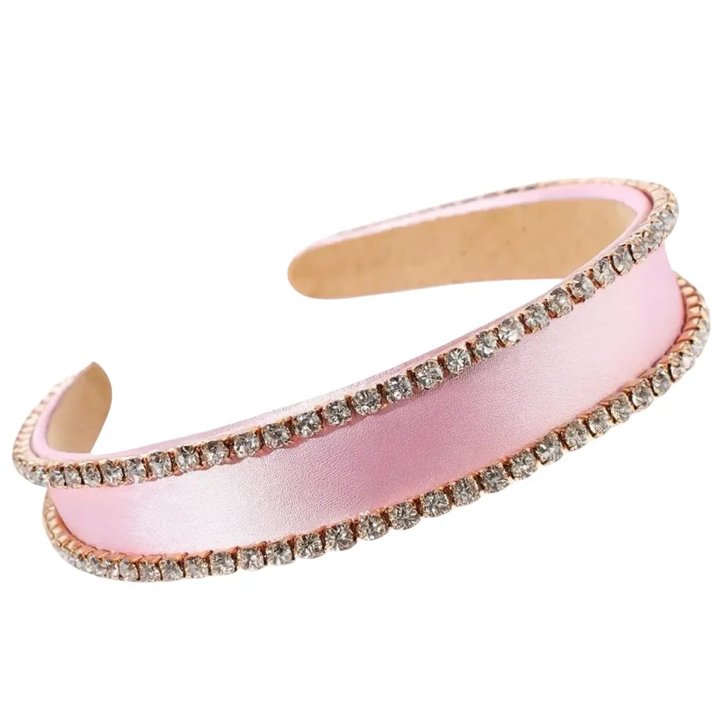 Headband Bling - Satin Crystals Pink