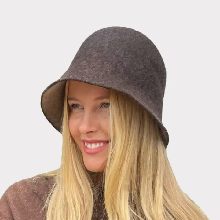 Boston Wool Cloche Hat- Chocolate