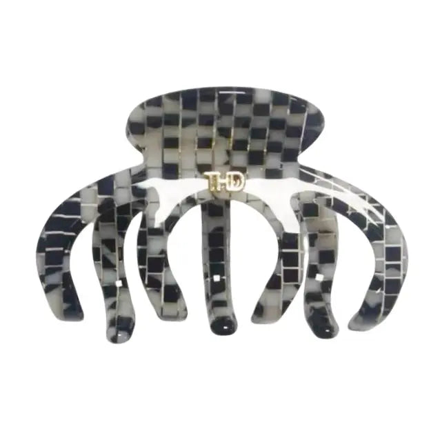 Acetate Octopus Hair Claw 6.8cm in Monochrome
