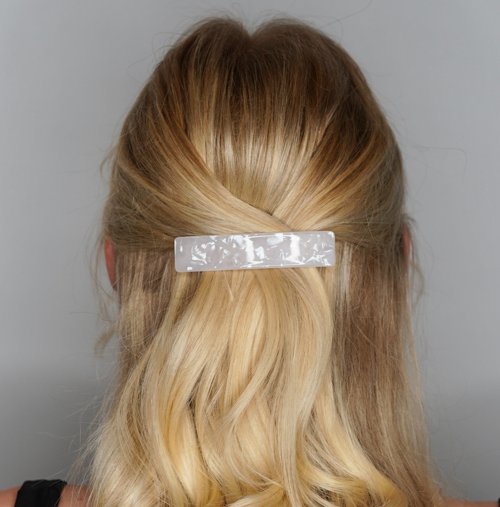Acetate Barrette - White Pearl