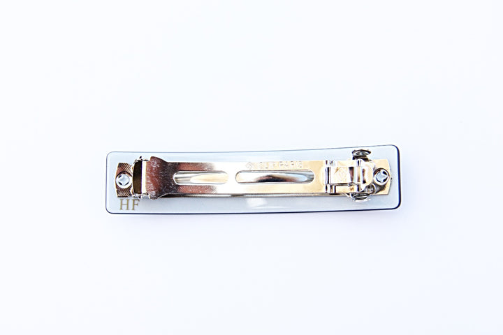 Acetate Barrette -  Two Tone - French Grey with Black Trim