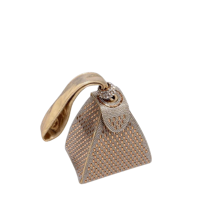 Pyramid Clutch Bag in Gold
