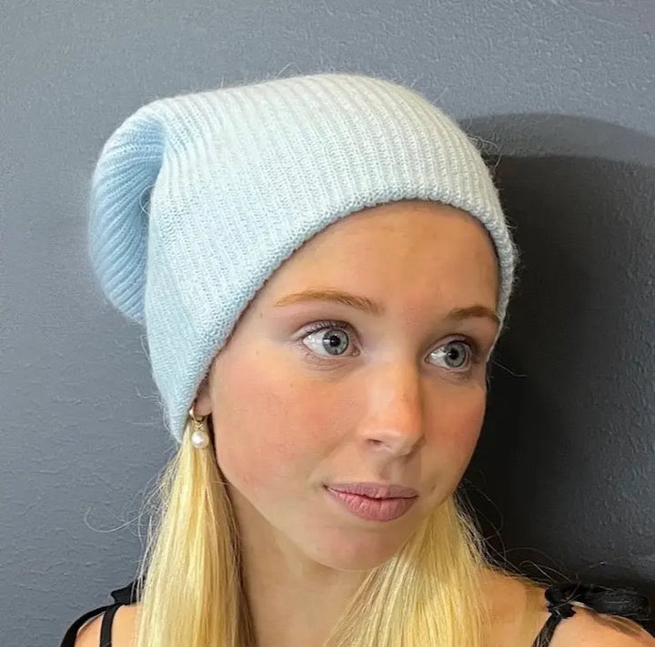 WS Angora Blend Slouch Beanie - Blue - Image 1
