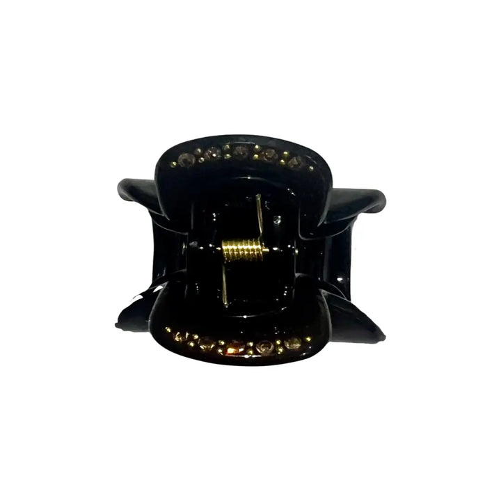 Acetate Small Hair Claw & Crystals –  Black