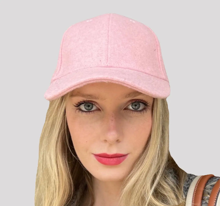 Wool Baseball Cap in Pink