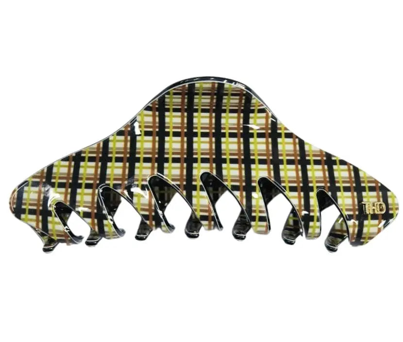 Cassandra acetate oversized Hair claw clip in Plaid