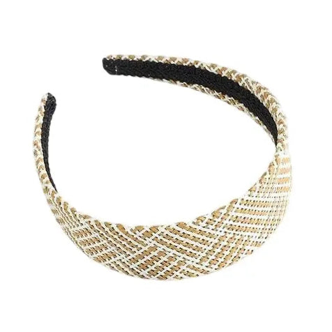 Straw Alice Headband - Camel/ white