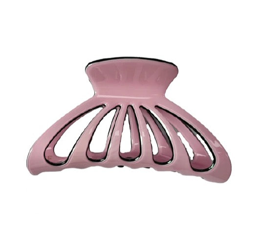 Acetate Large Cutout Claw in Pirouette Pink & Black Trim