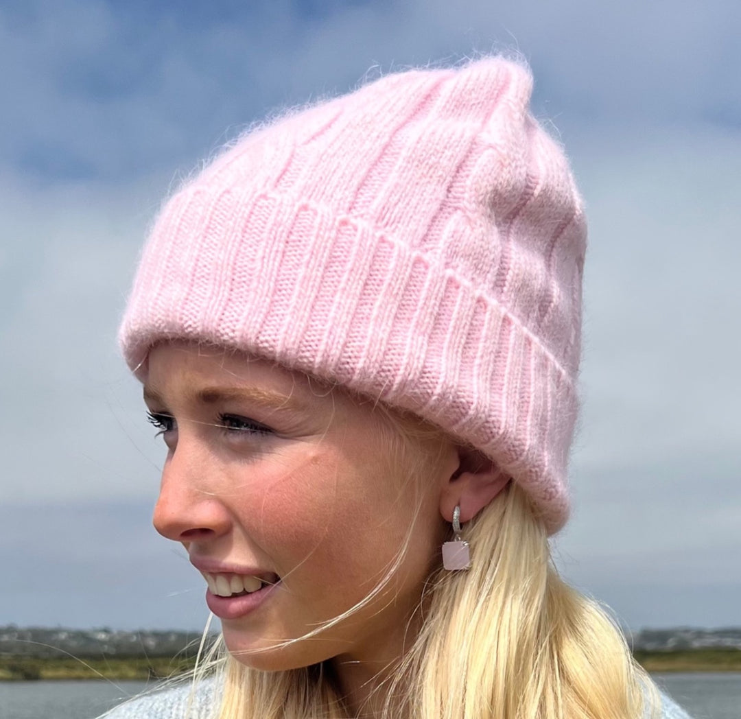 Cable Beanie - Gossamer Pink