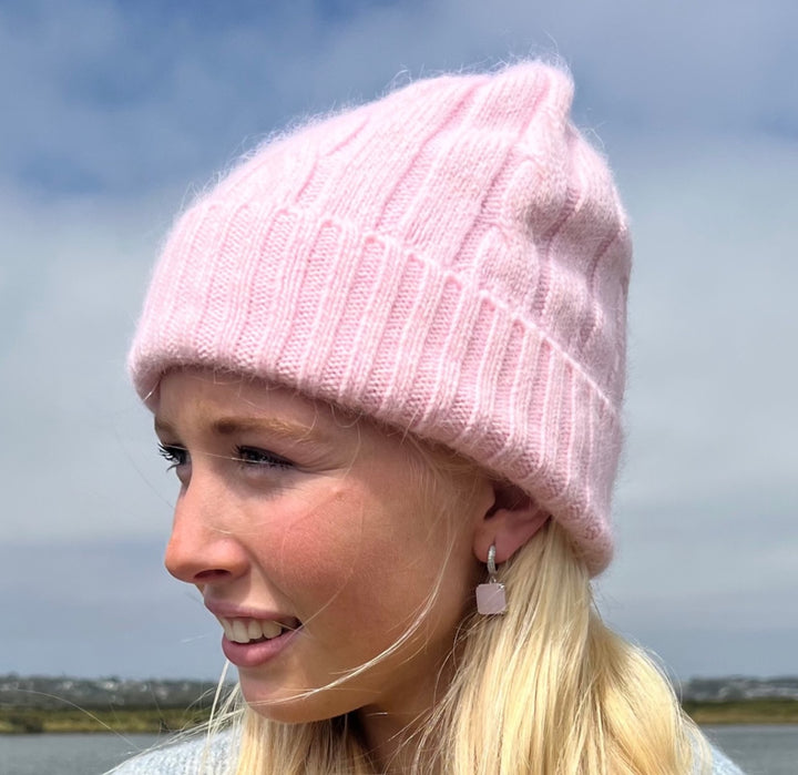 Cable Beanie - Gossamer Pink