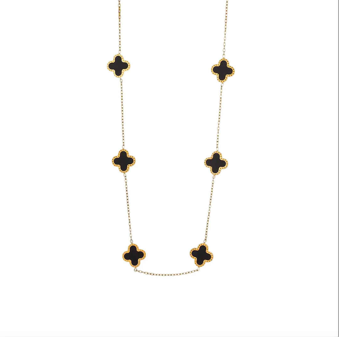 Cross gold Necklace with 6 Black cross charms
