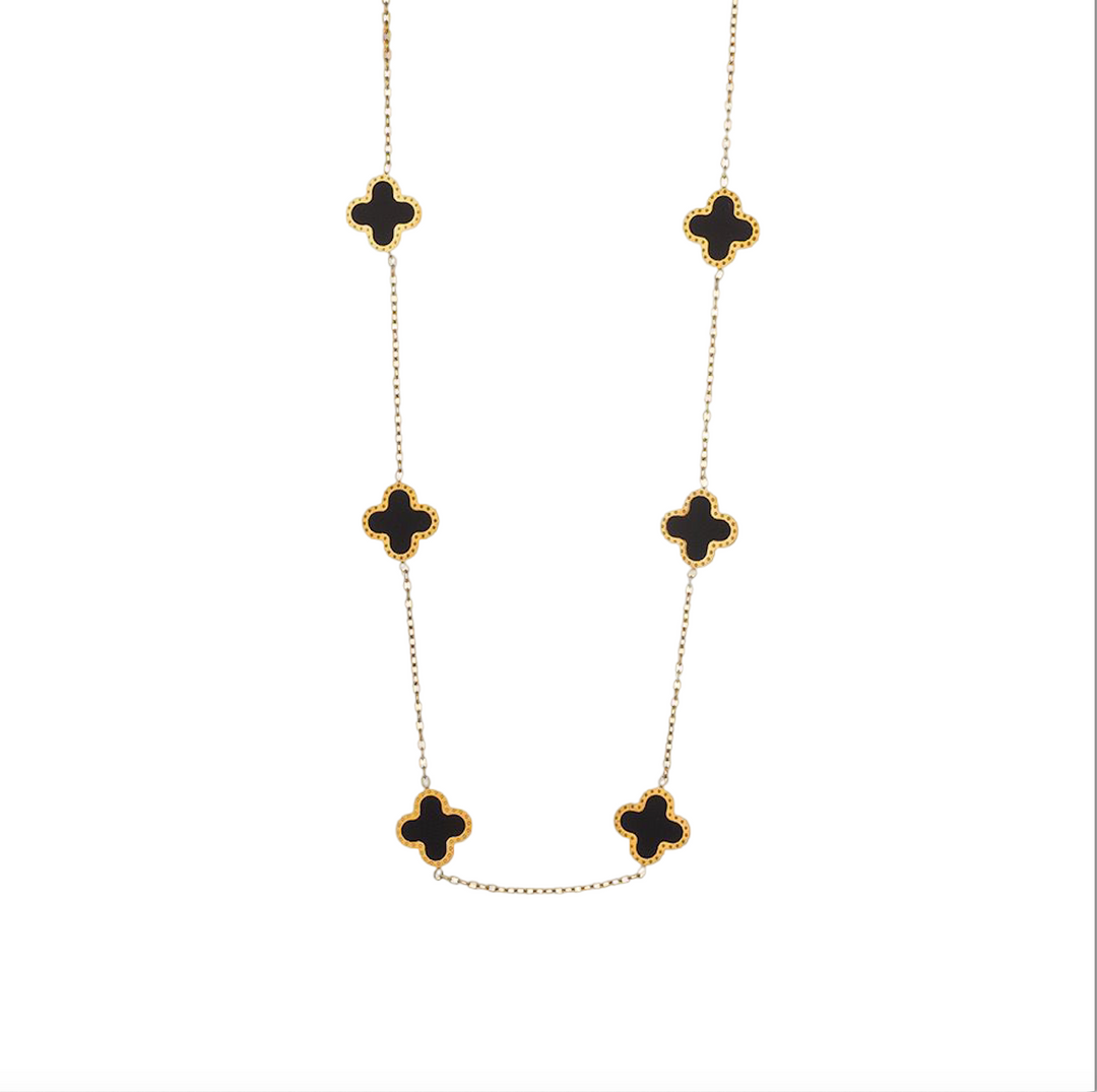 WS - Cross gold Necklace with 6 gold charms