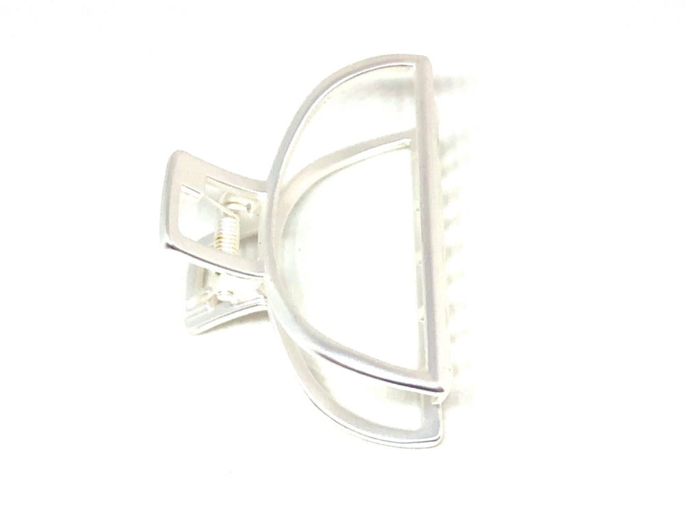 WS - Large Hair Claw Clip Open Shape in Brushed Silver 787099021061