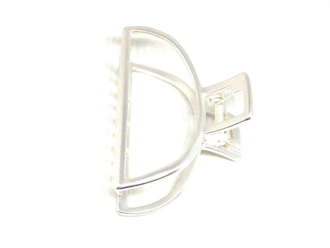 Large Hair Claw Clip Open Shape in Brushed Silver