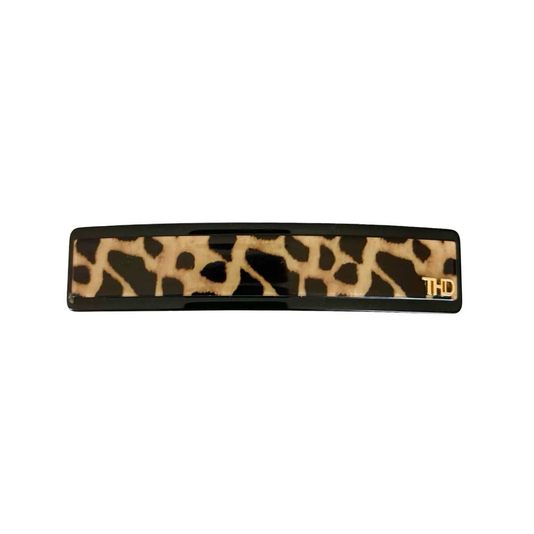 Acetate Barrette -  Two Tone - leopard with Black Trim