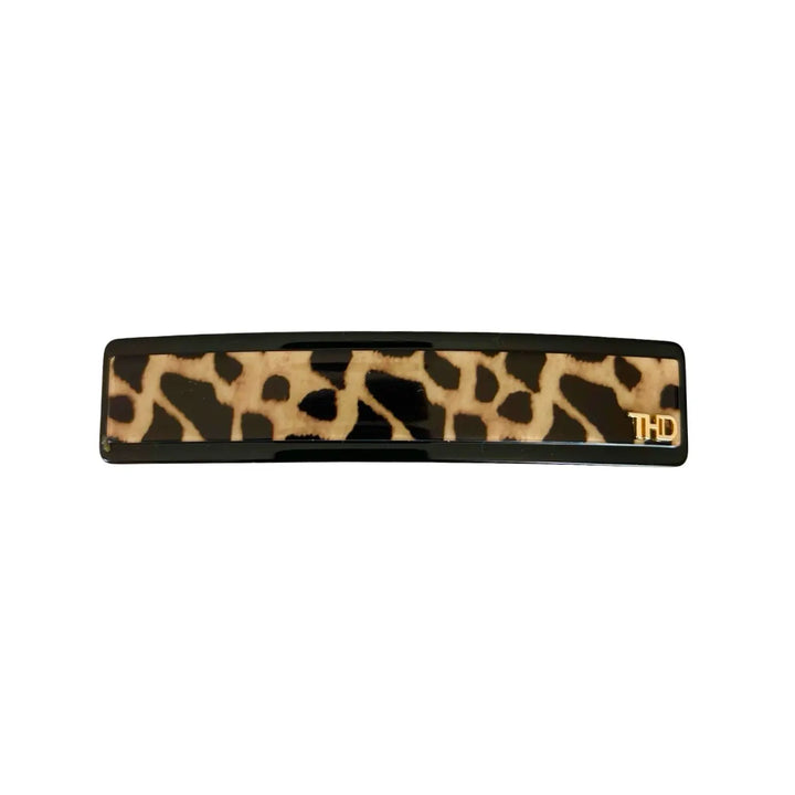 Acetate Barrette -  Two Tone - leopard with Black Trim