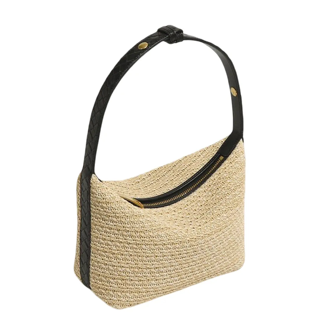 Bodicia - Straw Crotchet & Black Vegan Shoulder Bag