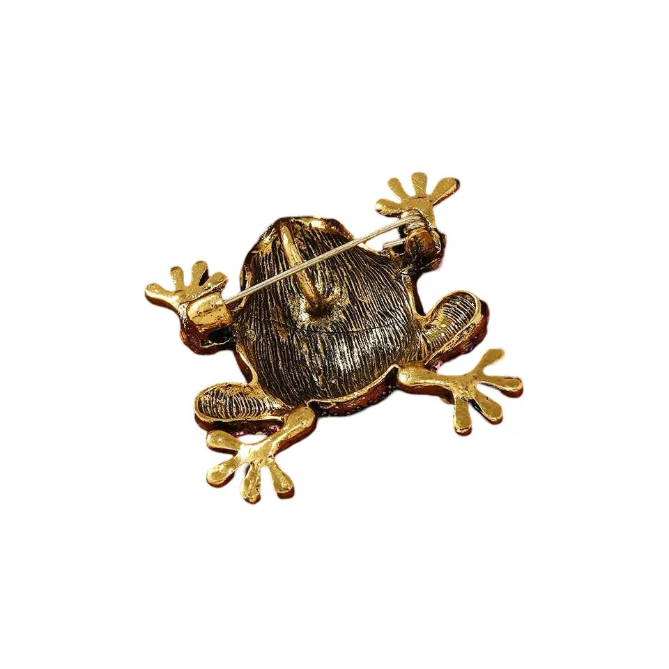 Brooch - Green & Mustard Frog
