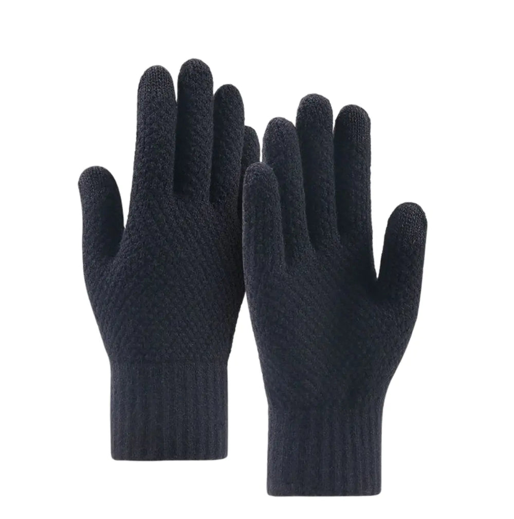 WS Mens Woolblend Touchscreen Gloves - Black