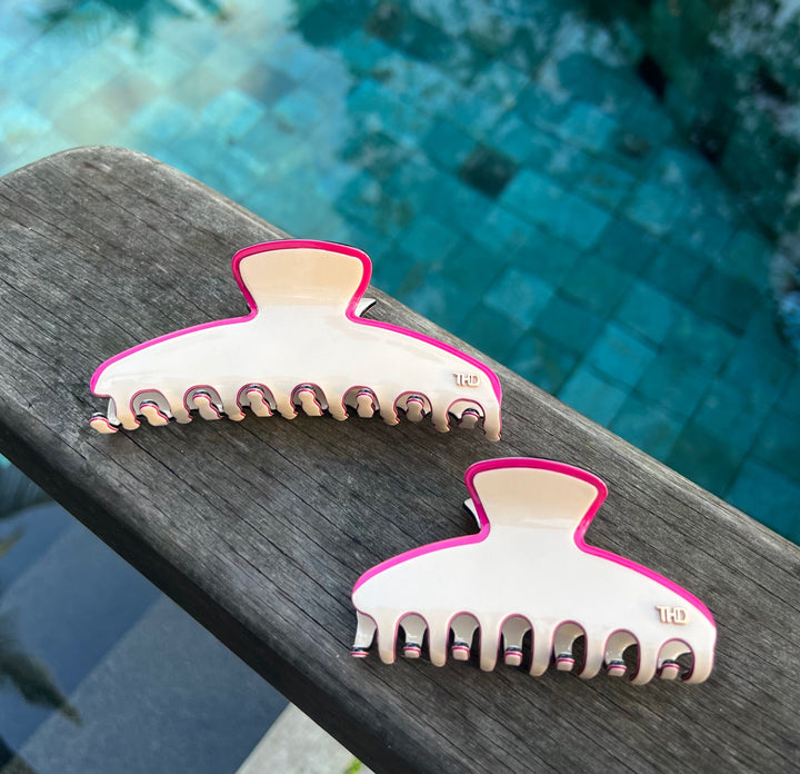 Large Hairclaw - Vanilla Cream &Magenta