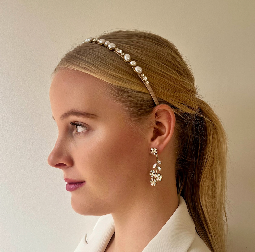 WS Verity Pearl & Crystal Headband Nude Bling