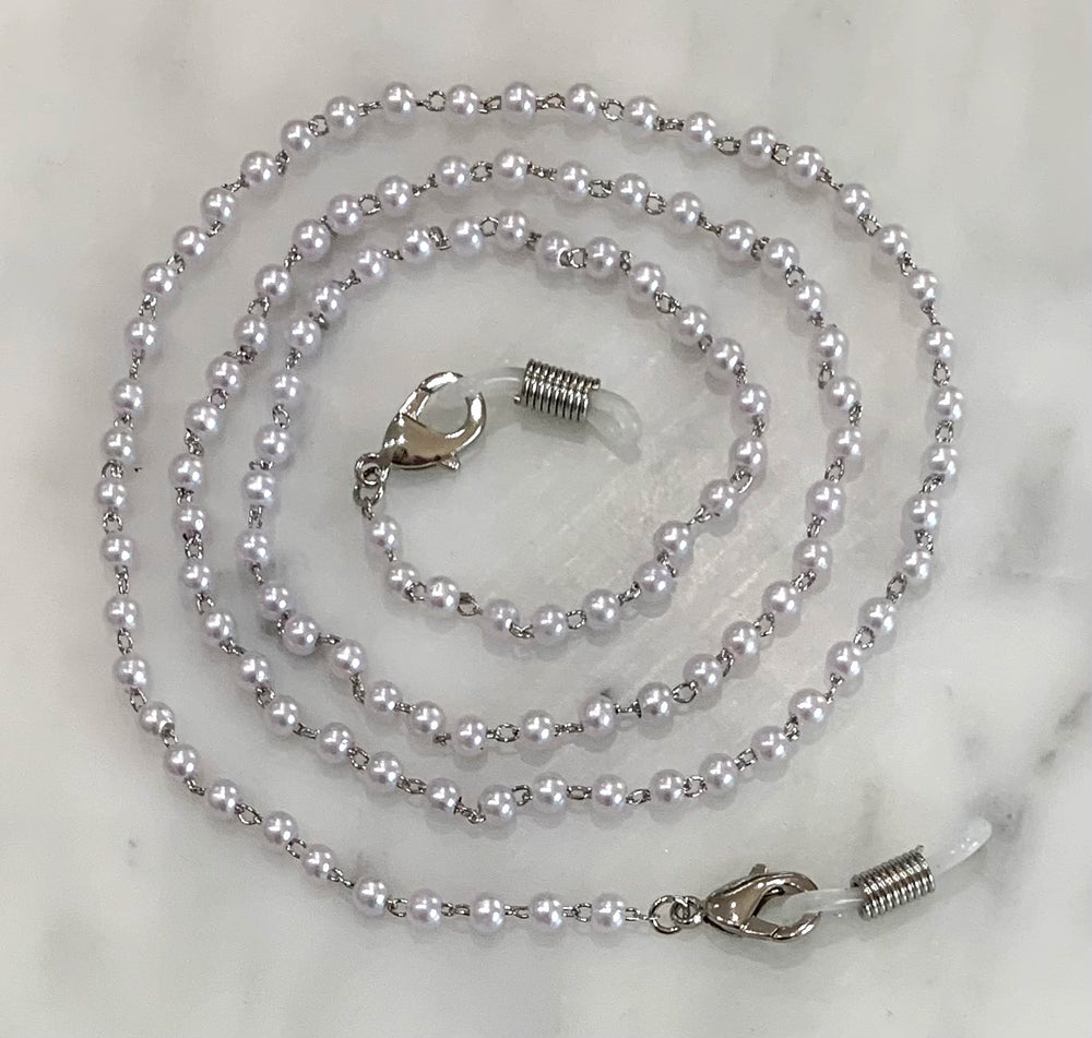 Glasses / Sunglasses Chain Pearl & silver