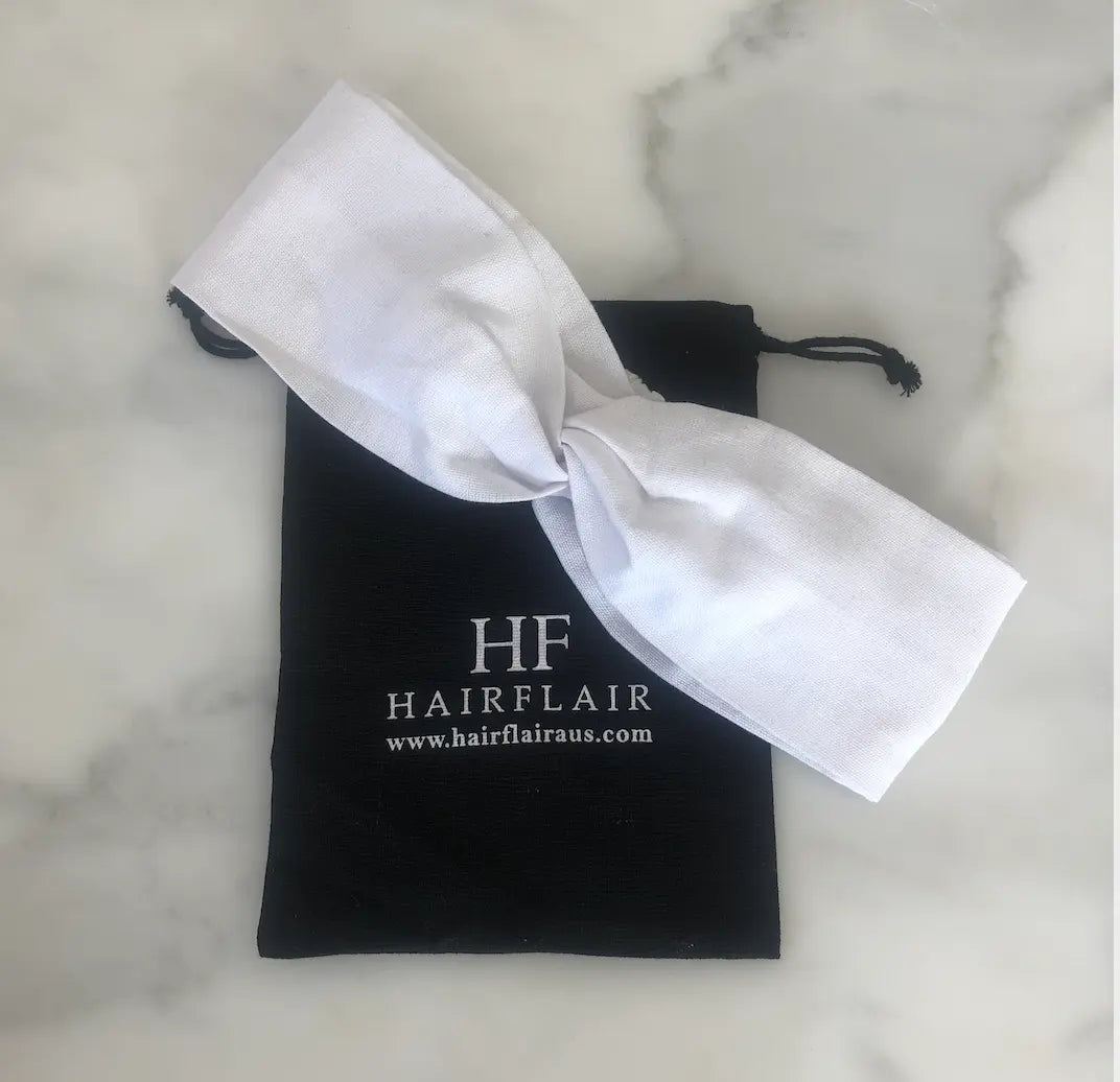 Headband - Linen Elastic headband in White